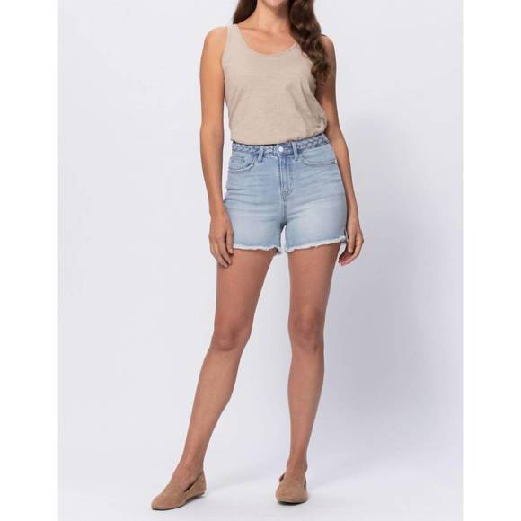 NEW JUDY BLUE braided waistband shorts in light wash - Picture 1 of 5